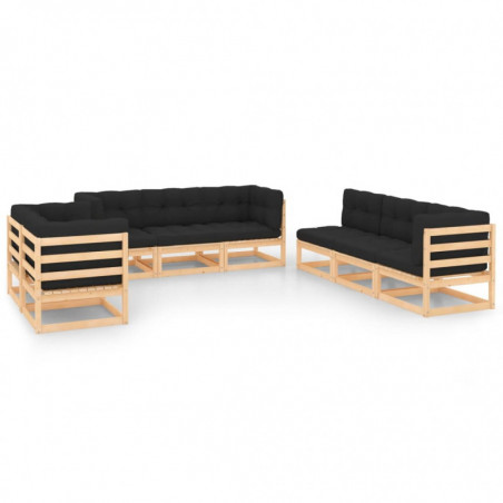 8-tlg. Garten-Lounge-Set mit Kissen Massivholz Kiefer