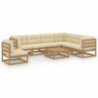 8-tlg. Garten-Lounge-Set Kissen Honigbraun Kiefer Massivholz