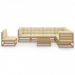 8-tlg. Garten-Lounge-Set Kissen Honigbraun Kiefer Massivholz