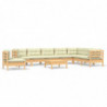 9-tlg. Garten-Lounge-Set mit Creme Kissen Massivholz Kiefer