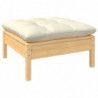 9-tlg. Garten-Lounge-Set mit Creme Kissen Massivholz Kiefer