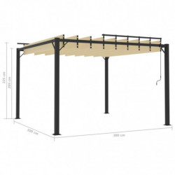 Pavillon Walburga mit Lamellendach 3x3 m Creme Stoff und