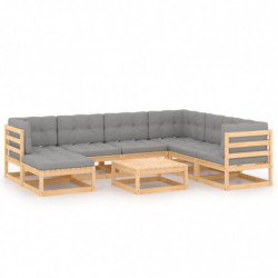 8-tlg. Garten-Lounge-Set mit Kissen Kiefer Massivholz