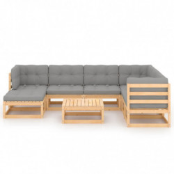 8-tlg. Garten-Lounge-Set mit Kissen Kiefer Massivholz