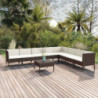 9-tlg. Garten-Lounge-Set mit Auflagen Poly Rattan Braun