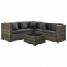 4-tlg. Garten-Lounge-Set Ferdi mit Auflagen Poly Rattan Grau