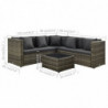 4-tlg. Garten-Lounge-Set Ferdi mit Auflagen Poly Rattan Grau