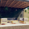 8-tlg. Garten-Lounge-Set mit Grauen Kissen Kiefer Massivholz