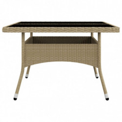 9-tlg. Garten-Essgruppe Poly Rattan und Glas Beige