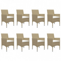 9-tlg. Garten-Essgruppe Poly Rattan und Glas Beige