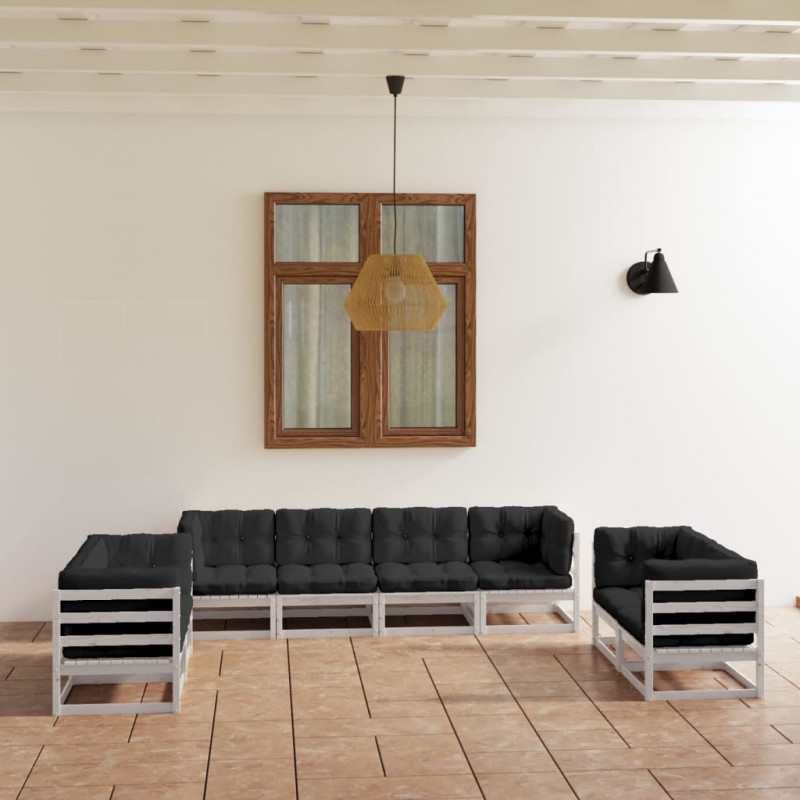 8-tlg. Garten-Lounge-Set mit Kissen Kiefer Massivholz