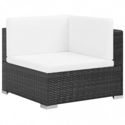 7-tlg. Garten-Lounge-Set Nathan mit Auflagen Poly Rattan Schwarz