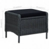 3-tlg. Garten-Lounge-Set mit Auflagen Poly Rattan Dunkelgrau