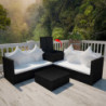 4-tlg. Garten-Lounge-Set Felice mit Auflagen Poly Rattan Schwarz