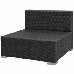 7-tlg. Garten-Lounge-Set Nikola mit Sonnendach Poly Rattan Schwarz