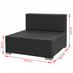 7-tlg. Garten-Lounge-Set Nikola mit Sonnendach Poly Rattan Schwarz