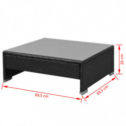 7-tlg. Garten-Lounge-Set Nikola mit Sonnendach Poly Rattan Schwarz