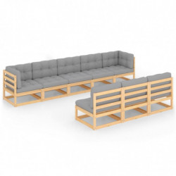 8-tlg. Garten-Lounge-Set mit Kissen Kiefer Massivholz