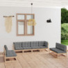 8-tlg. Garten-Lounge-Set mit Kissen Kiefer Massivholz