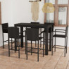 7-tlg. Garten-Bar-Set mit Armlehnen Poly Rattan Schwarz