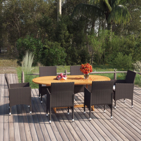 7-tlg. Garten-Essgruppe Naturo Poly Rattan Braun