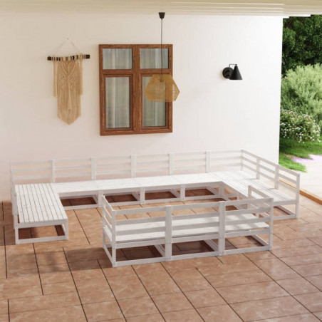 13-tlg. Garten-Lounge-Set Kiefer Massivholz