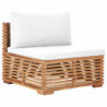3-tlg. Garten-Lounge-Set mit Kissen Creme Massivholz Teak