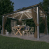 Pavillon mit Vorhängen & LED-Lichterkette 400x300 cm Taupe Alu