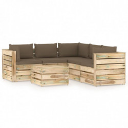 6-tlg. Garten-Lounge-Set mit Kissen Grün Imprägniertes Holz