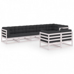 8-tlg. Garten-Lounge-Set mit Kissen Kiefer Massivholz