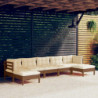 7-tlg. Garten-Lounge-Set mit Kissen Honigbraun Kiefernholz
