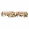 6-tlg. Garten-Lounge-Set Paletten Sandfarbene Auflagen Holz