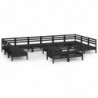13-tlg. Garten-Lounge-Set Schwarz Massivholz Kiefer