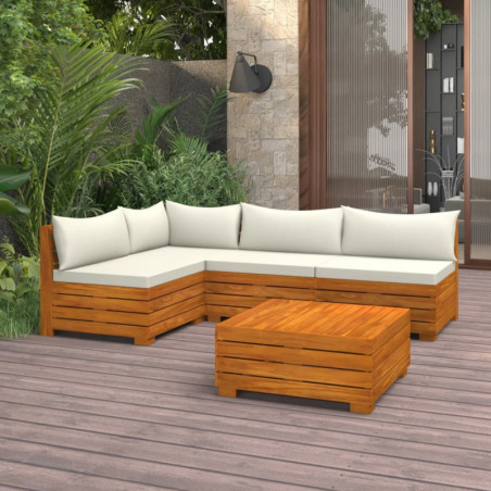 5-tlg. Garten-Lounge-Set mit Kissen Massivholz Akazie