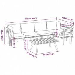 6-tlg. Garten-Lounge-Set mit Kissen Massivholz Akazie