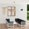 9-tlg. Garten-Lounge-Set mit Kissen Kiefer Massivholz