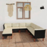9-tlg. Garten-Lounge-Set mit Kissen Poly Rattan Schwarz