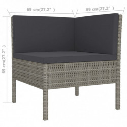 9-tlg. Garten-Lounge-Set Renée mit Auflagen Poly Rattan Grau