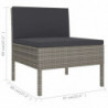 9-tlg. Garten-Lounge-Set Renée mit Auflagen Poly Rattan Grau