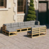 9-tlg. Garten-Lounge-Set mit Kissen Massivholz Kiefer