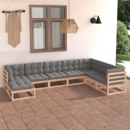 8-tlg. Garten-Lounge-Set mit Kissen Kiefer Massivholz