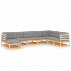 8-tlg. Garten-Lounge-Set mit Kissen Kiefer Massivholz