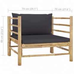 7-tlg. Garten-Lounge-Set mit Dunkelgrauen Kissen Bambus