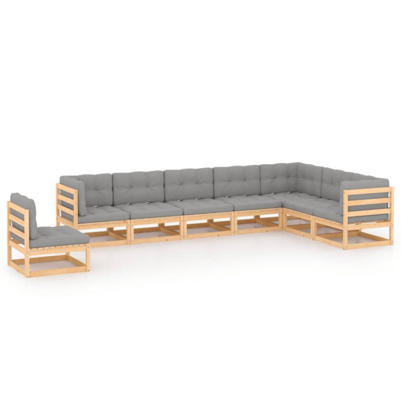 8-tlg. Garten-Lounge-Set mit Kissen Kiefer Massivholz