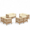 8-tlg. Garten-Lounge-Set mit Creme Kissen Kiefernholz