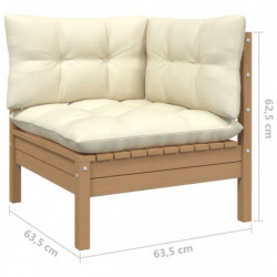 8-tlg. Garten-Lounge-Set mit Creme Kissen Kiefernholz