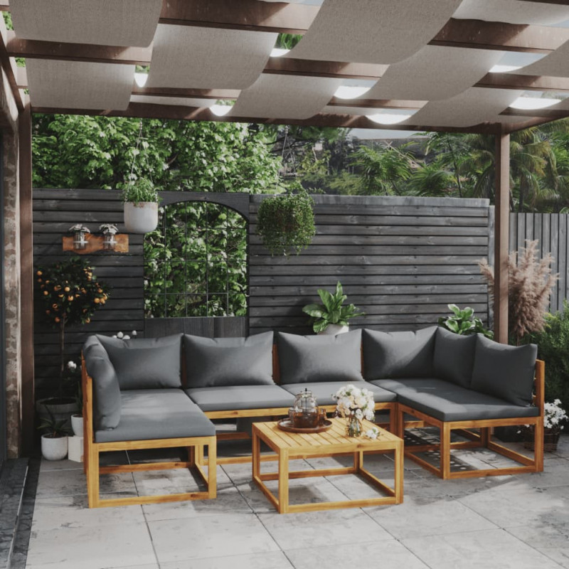 7-tlg. Garten-Lounge-Set Neela mit Auflagen Massivholz Akazie