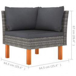 8-tlg. Garten-Lounge-Set Poly Rattan und Eukalyptusholz Grau