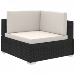 8-tlg. Garten-Lounge-Set Paula mit Auflagen Poly Rattan Schwarz