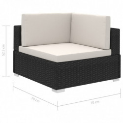 8-tlg. Garten-Lounge-Set Paula mit Auflagen Poly Rattan Schwarz